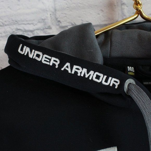 Under Armour MD Loose Black Long Sleeves Hooded Pullover Sweatshirt Size M - Picture 4 of 8